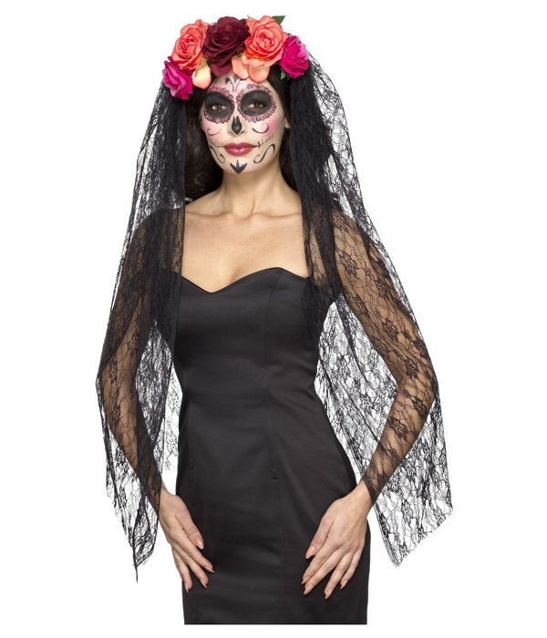 Day of the dead hoofdband met sluier