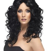 Glamour pruik lang zwart Curly