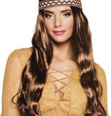 Pruik Harmony bruin met hoofdband