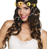 Pruik Joy zwart/bruin met hoofdband