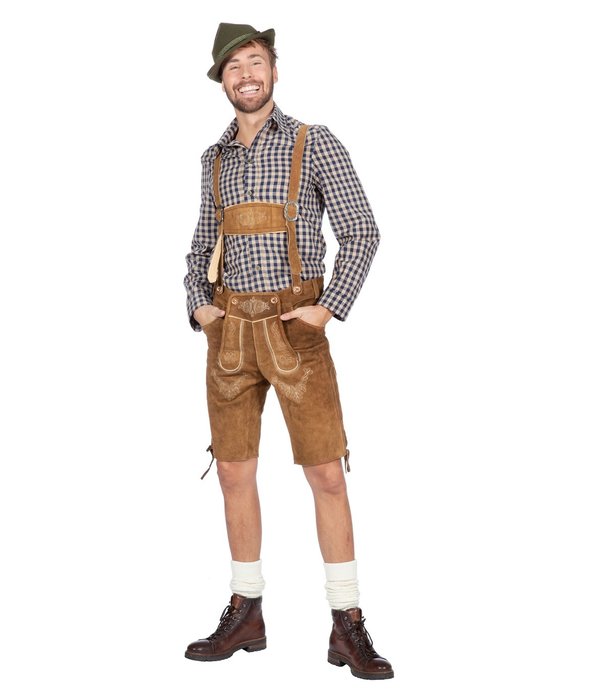 Tiroler blouse heren Taupe chique