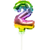 Folieballon Taart Topper Regenboog Cijfer 2 - 13 cm