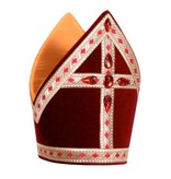 Luxe kokermijter katoenfluweel wijnrood