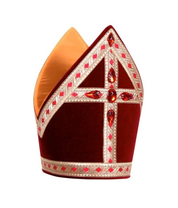 Luxe kokermijter katoenfluweel wijnrood