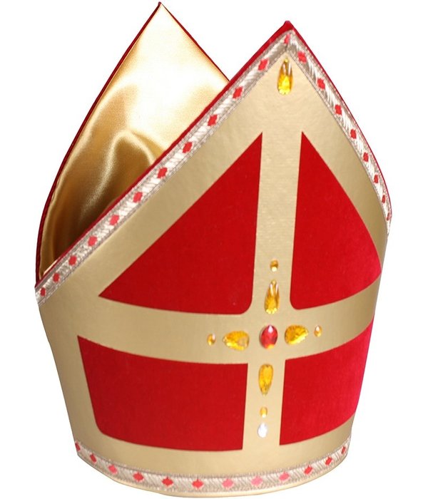 Mijter TV-Sint luxe Stefan katoen fluweel rood