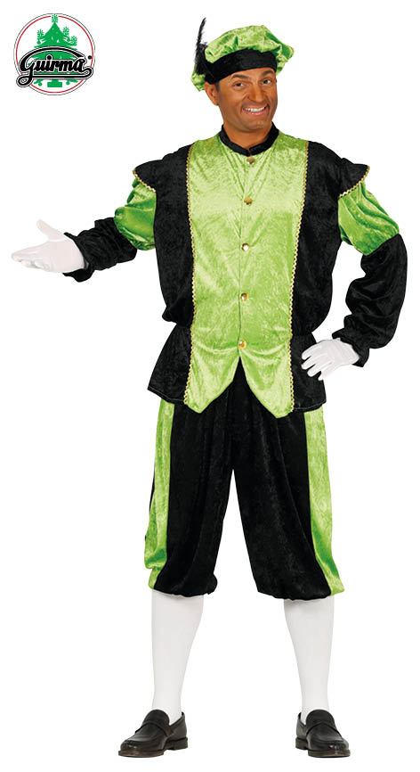 Pieten verkleed kostuum zwart/groen voor heren - Sinterklaas - Pietenpak L