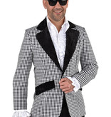 Jaren 50 zwart wit geblokt colbert