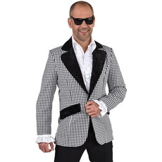 Jaren 50 zwart wit geblokt colbert