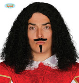 Middeleeuwse Strijder pruik met snor en sik