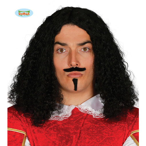 Middeleeuwse Strijder Pruik met snor en sik
