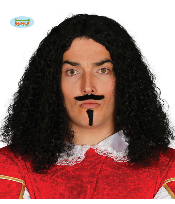 Middeleeuwse Strijder pruik met snor en sik