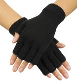 Vingerloze handschoenen zwart gebreid