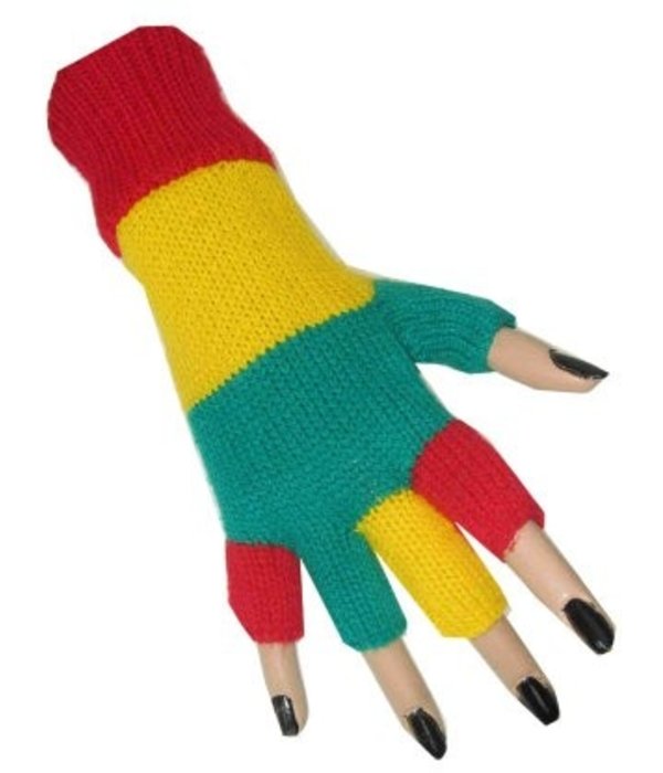 Vingerloze handschoenen rood/geel/groen
