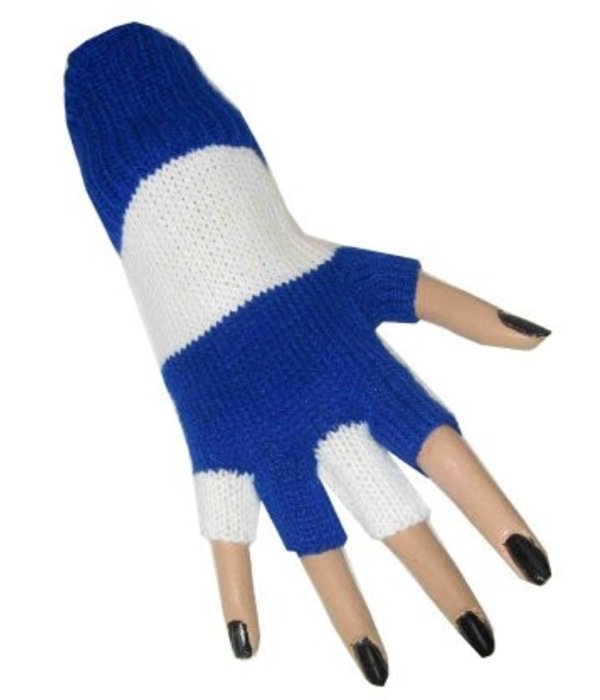 Vingerloze handschoenen blauw/wit