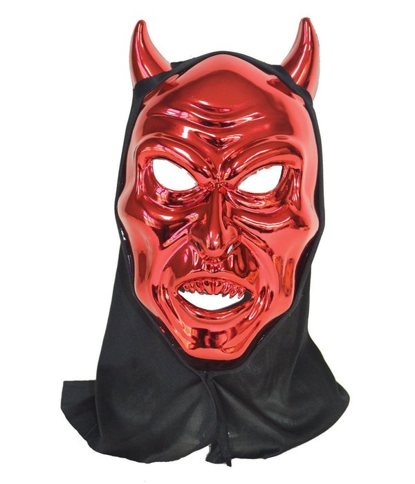 Rood Duivelsmasker Met Kap Metallic