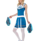 Cheerleader kostuum blauw met pompoms