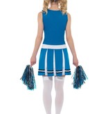 Cheerleader kostuum blauw met pompoms