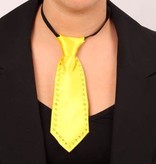 Mini stropdas fluor geel met strass steentjes
