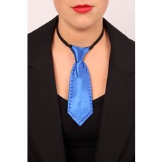 Mini stropdas blauw met strass steentjes