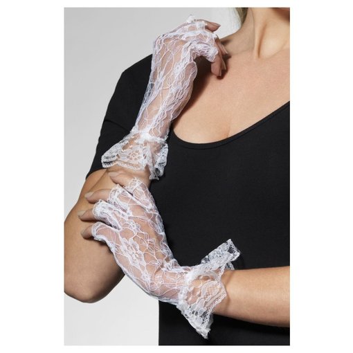 Vingerloze Handschoenen Kant Wit