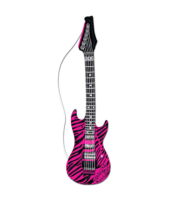 Opblaas Gitaar Zebra Pink
