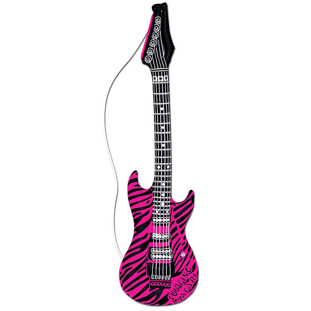 Opblaas Gitaar Zebra Pink