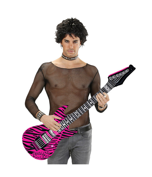 Opblaas Gitaar Zebra Pink