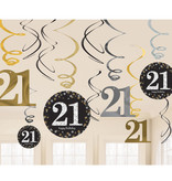 21 Jaar Hangdecoratie Swirls Goud/Zilver