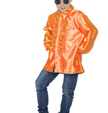 Ruches blouse satijn oranje kind