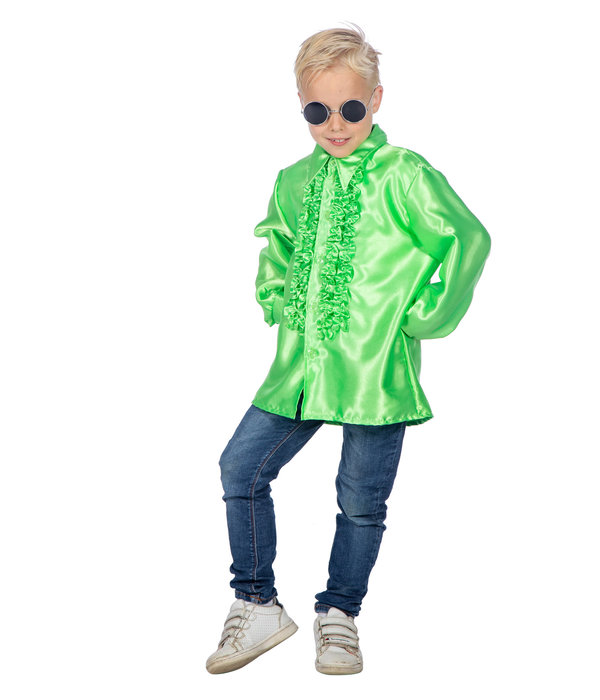 Ruches blouse neon groen kind