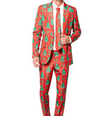 Feestelijke Kerstboom Maatpak Man rood