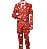 Rood Fonkelend Kerstmis Man Kostuum