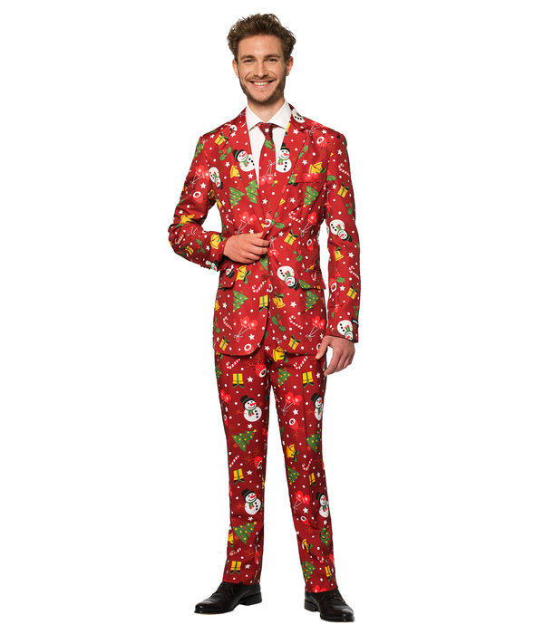 Rood Fonkelend Kerstmis Man Kostuum