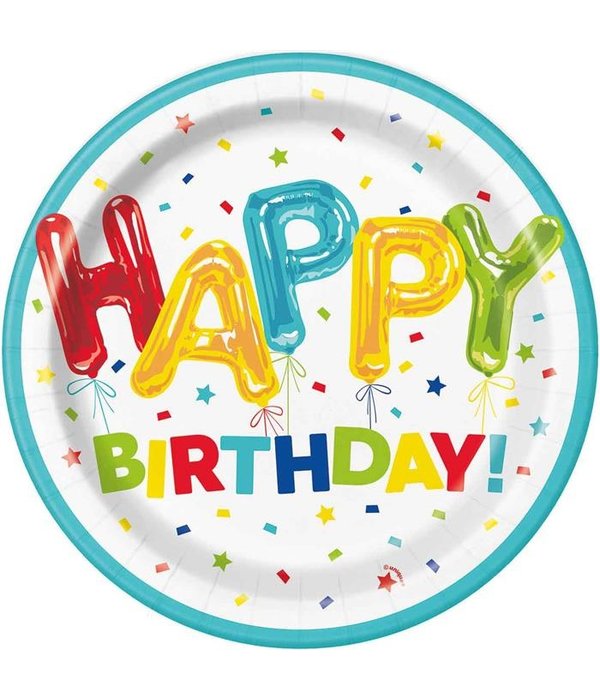 Bordjes Happy Birthday Ballon Print - 8 Stuks