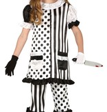 Horror Clown Kostuum Meisje Zwart/Wit