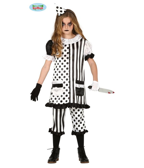 Horror Clown Kostuum Meisje Zwart/Wit