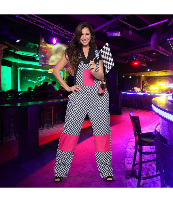 Tuinbroek Geblokt zwart/wit Unisex