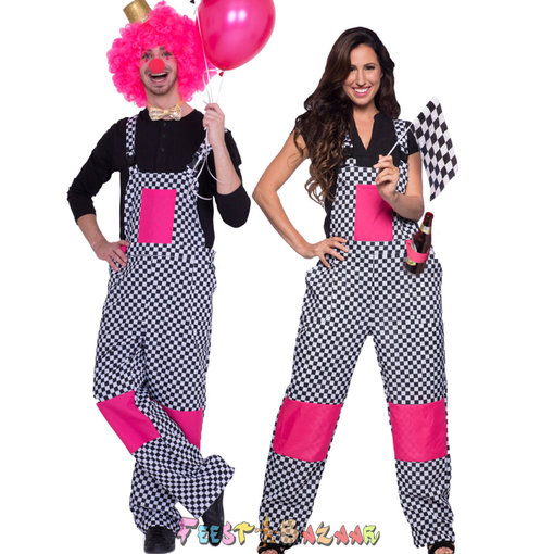 Tuinbroek Geblokt zwart/wit Unisex