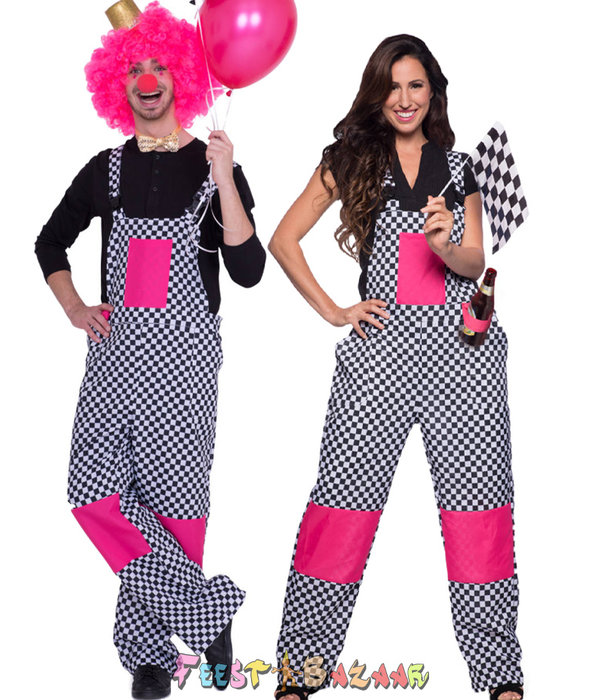 Tuinbroek Geblokt zwart/wit Unisex