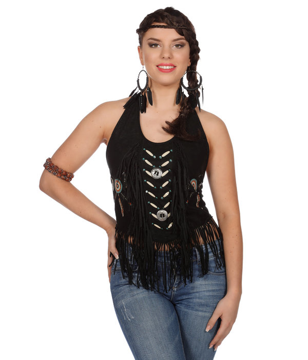 Western Shirt Dames Zwart