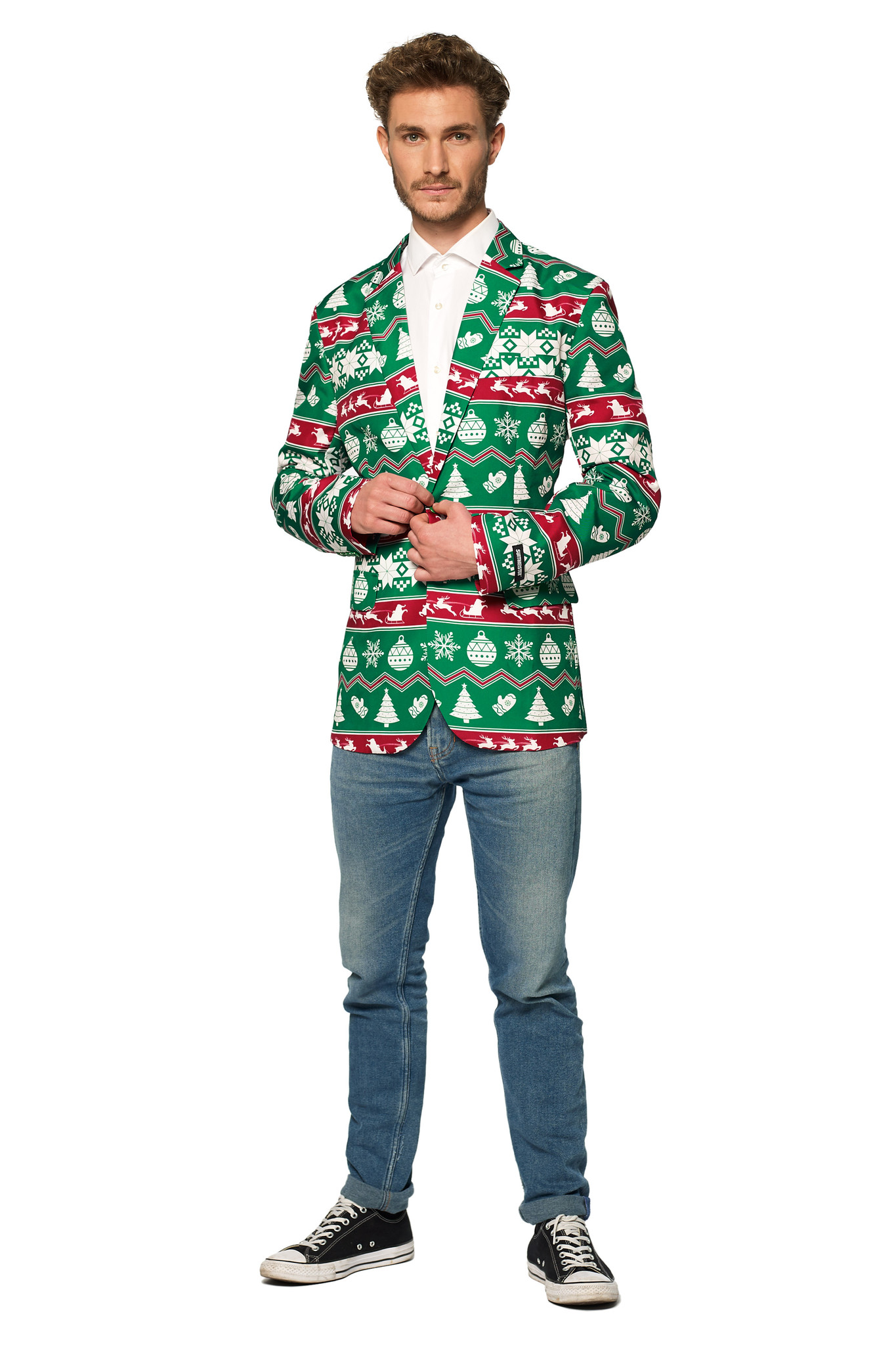 Suitmeister Christmas Green Nordic Jacket - Heren jasje - Groen - Kerstblazer - Maat XXL