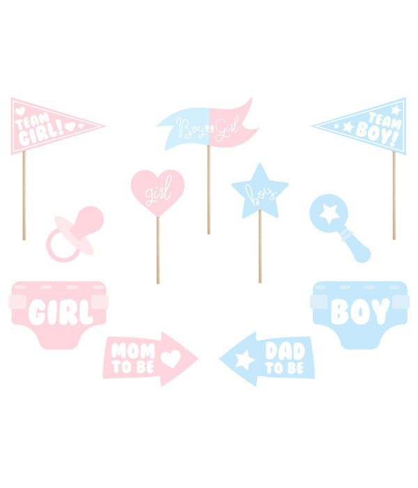 Photo Booth Props Gender Reveal Party - 11 Stuks