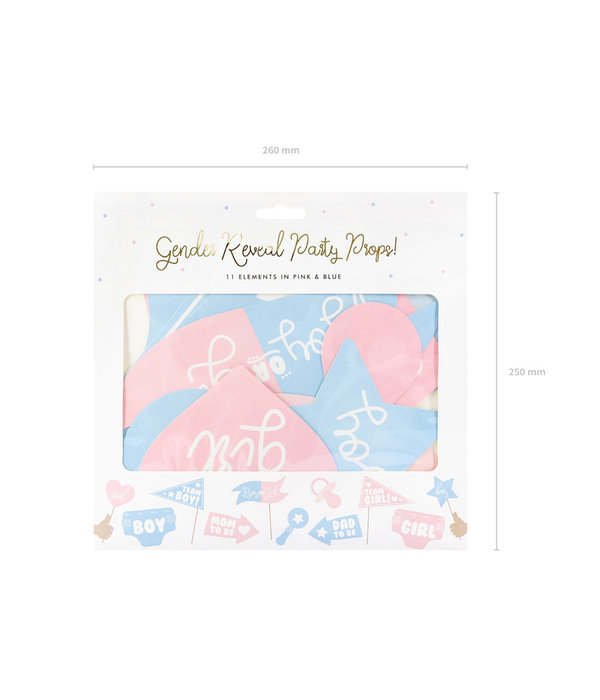 Photo Booth Props Gender Reveal Party - 11 Stuks