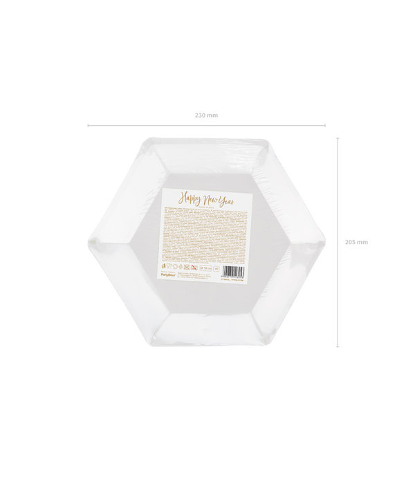 Feestbordjes Happy New Year Goud - 6 Stuks