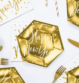 Feestbordjes Happy New Year Goud - 6 Stuks
