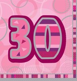 Servetten Roze 30 Jaar - 16 Stuks