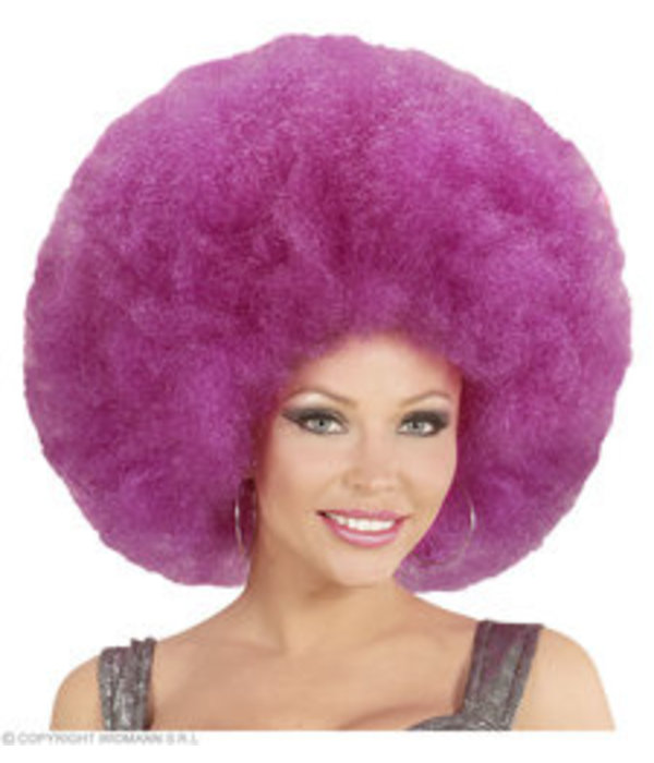 Mega afro pruik paars