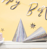 Holografische Feesthoedjes Zilver - 6 Stuks