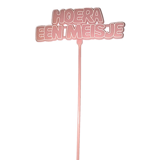 Cake Toppers Hoera een Meisje - 2 Stuks