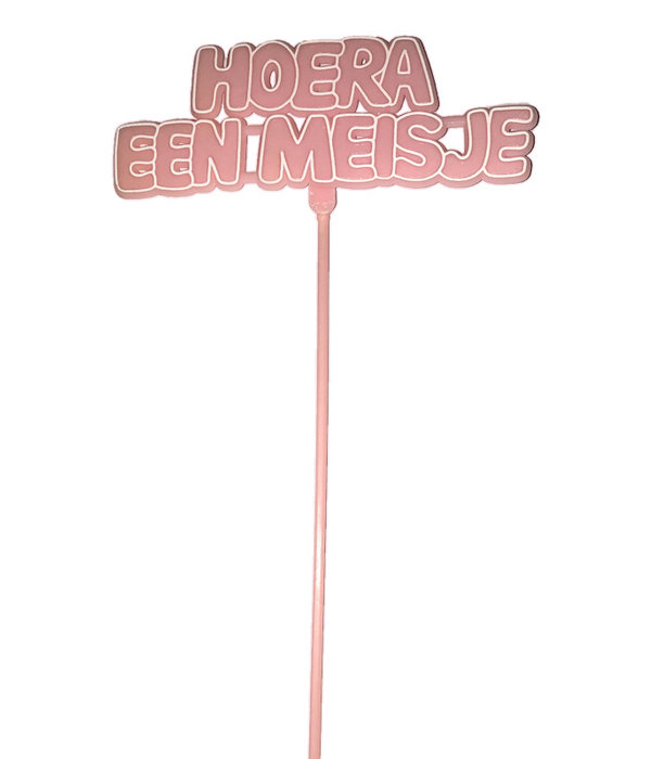 Cake Toppers Hoera een Meisje - 2 Stuks